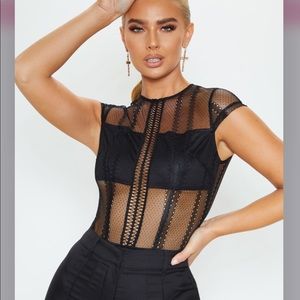 Pretty little thing black embroidered bodysuit